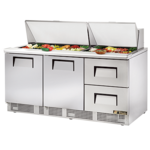 True Manufacturing TFP-72-30M-D-2-HC, Refrigerated Counter, Mega Top Sandwich / Salad Unit