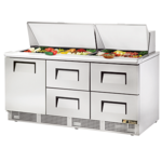 True Manufacturing TFP-72-30M-D-4-HC, Refrigerated Counter, Mega Top Sandwich / Salad Unit
